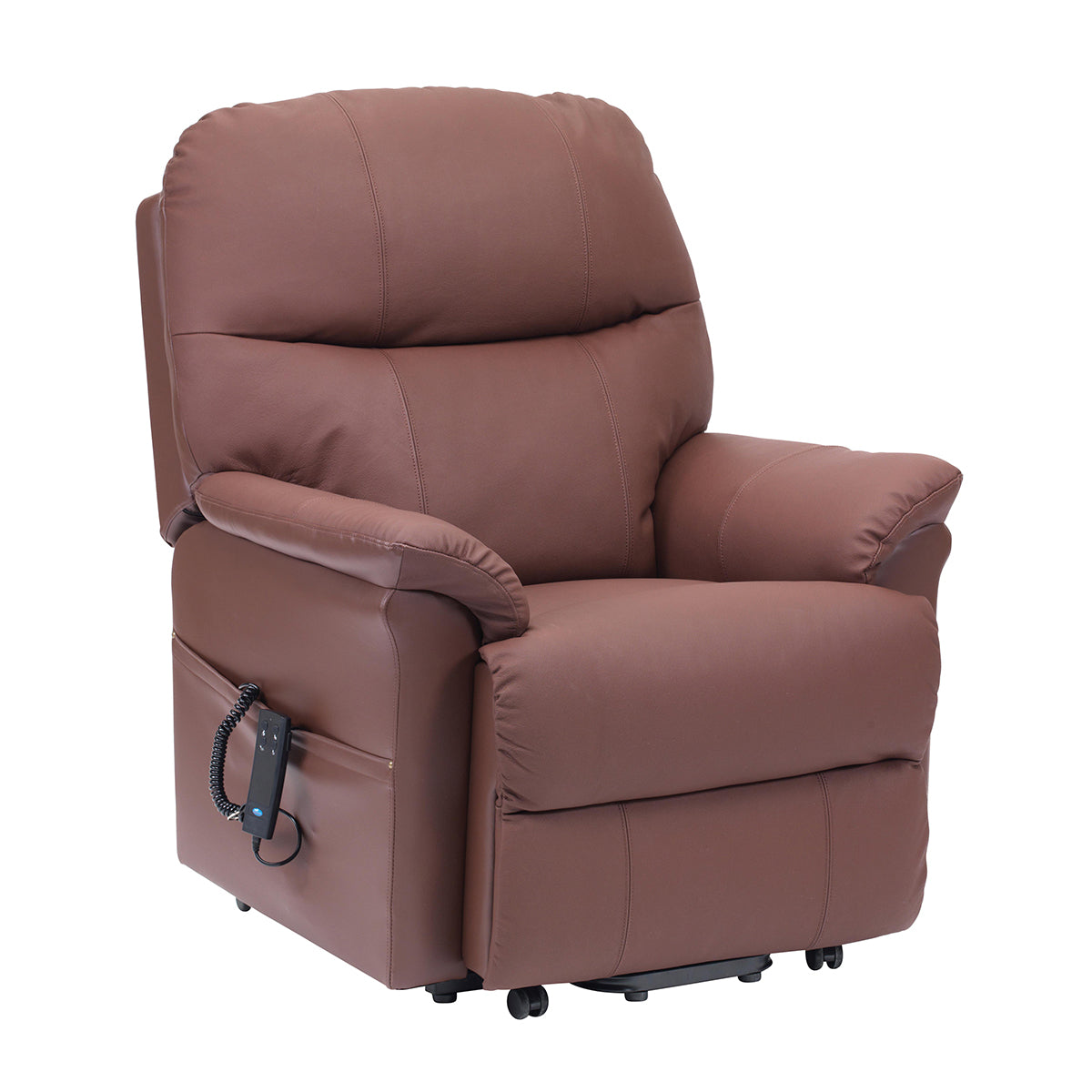 Lars Leather Dual Motor Riser Recliner Chair - Burgundy